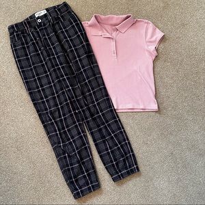 Abercrombie Kids Pink Plaid Pants & Gap Teen Polo 14